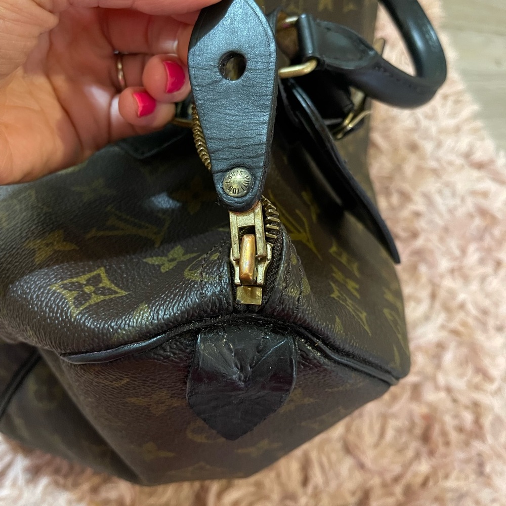 Louis Vuitton Brown Monogram Satchel with Gold Accents - Picture 7 of 15